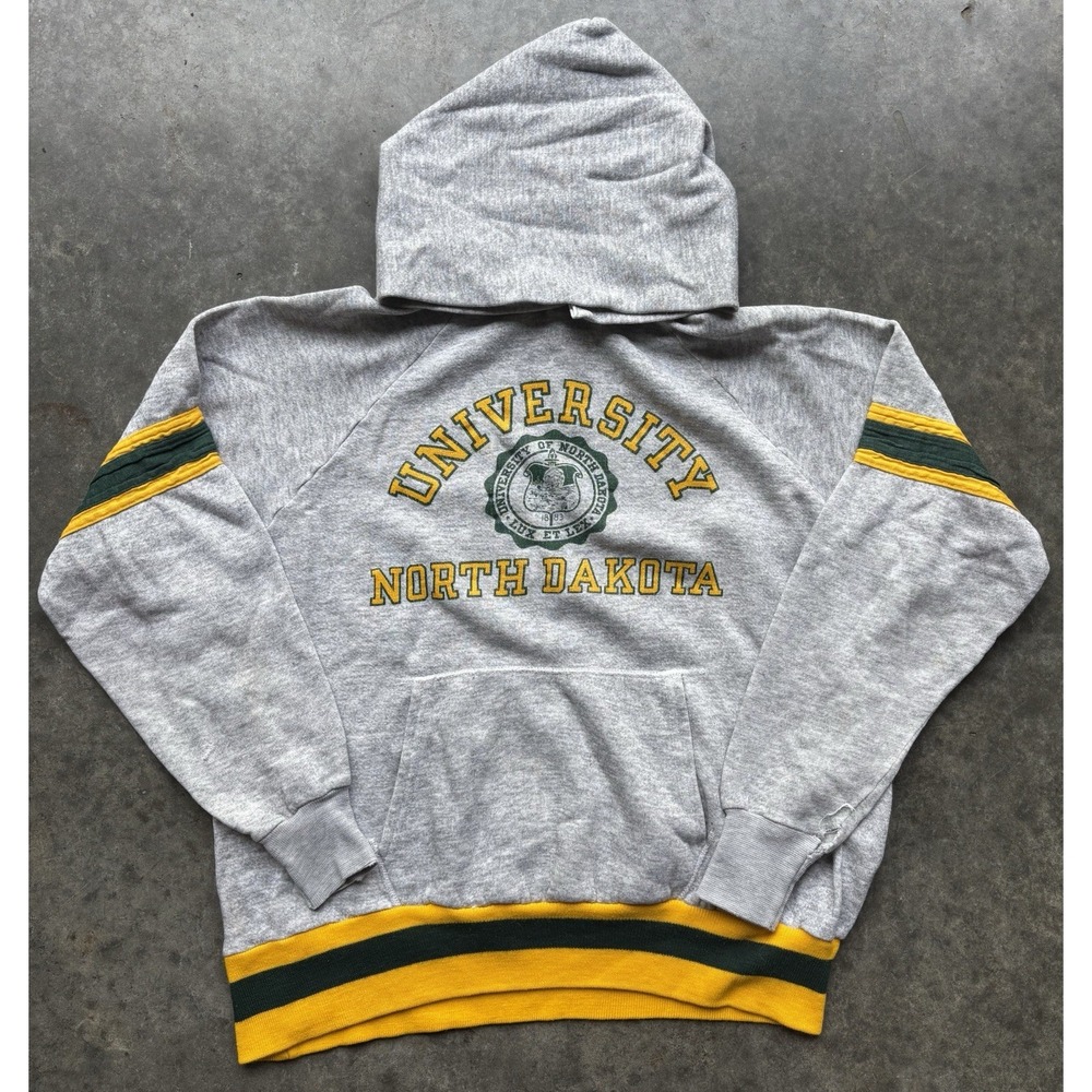 Vintage 70s 80s Champion North Dakota University Hoodie Sweatshirt Size XL